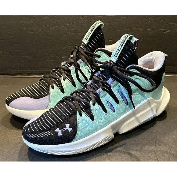 Under Armour Flow Breakthru 4 Teal and Purple  Basketball Shoes Women's Sz 10.5 - Picture 1 of 11